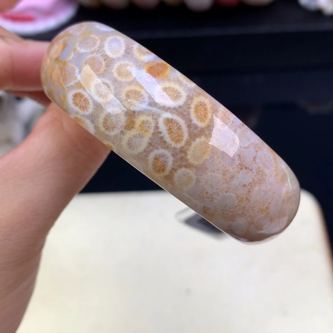 硅化珊瑚（珊瑚玉）未镶嵌吊坠(赠链)五折双面花58.4圈（17号）