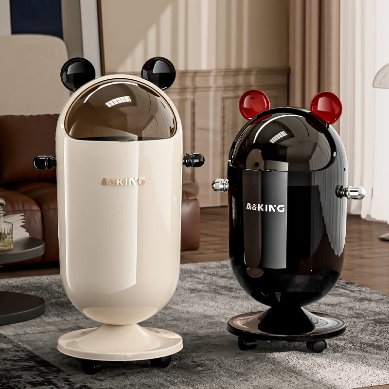 客厅垃圾桶家用2025新款轻奢高档翻盖大容量卧室卫生间高颜值高脚