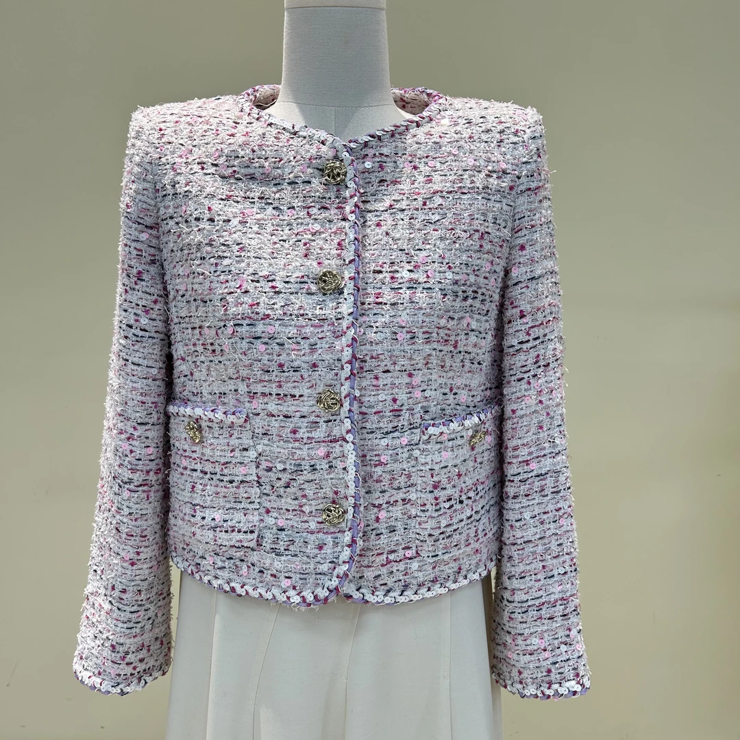 2024秋冬新款大牌款香风亮片精美名媛风气质香风香风外套女长袖款