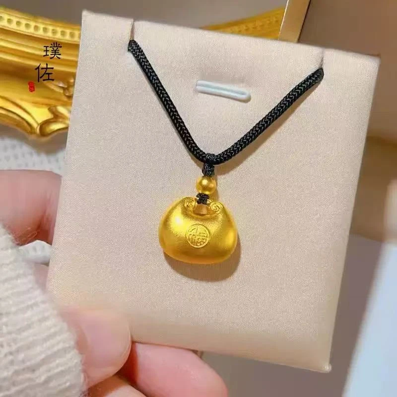【伲雅】古法佛轻奢高颜值小胖福高端吊坠带黑绳（D04）