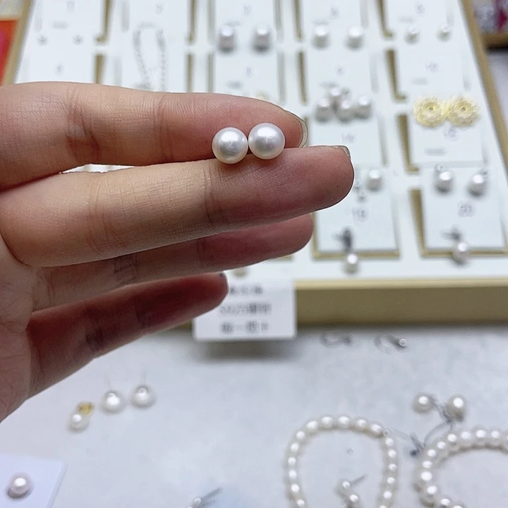 淡水珍珠耳饰银S925镶嵌C****e