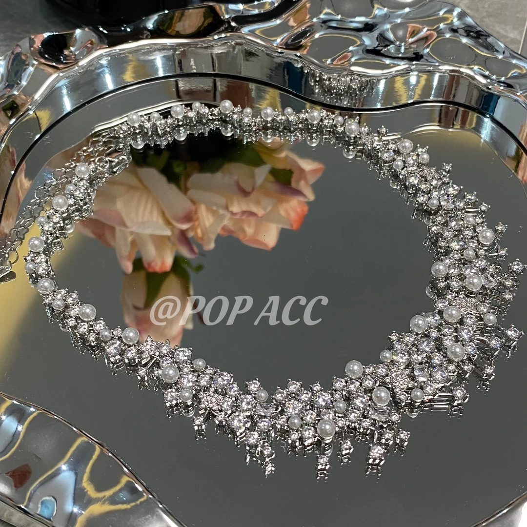 铜合金合成锆石项链 璀璨银河韩版轻奢珠珠星星项链颈链