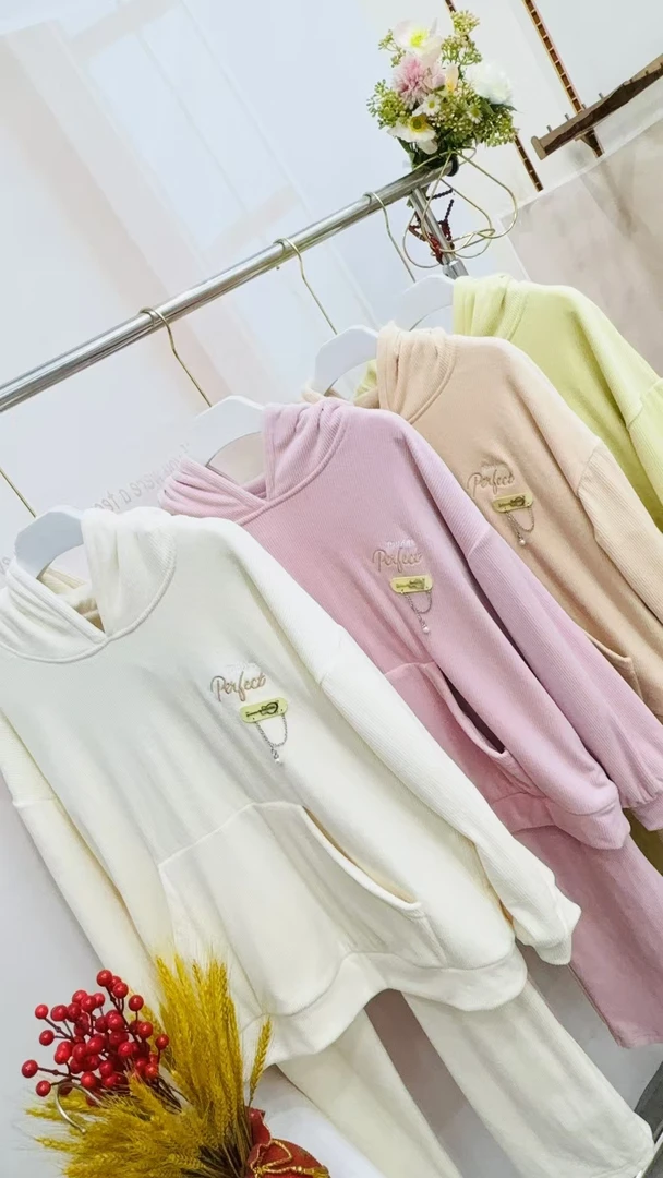 女士连帽卫衣海岛绒家居服套装6455