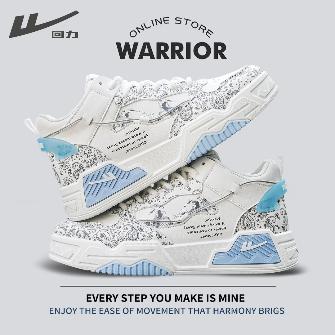 Warrior/回力秋冬高帮皮面加绒棉鞋休闲软底轻便鞋潮鞋运动透气鞋