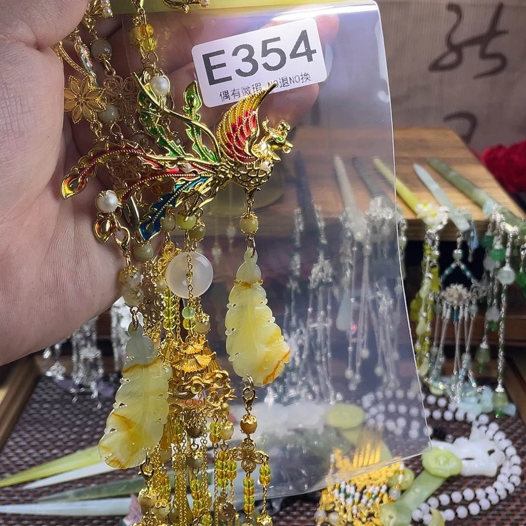 蛇纹石玉未镶嵌发饰花*月