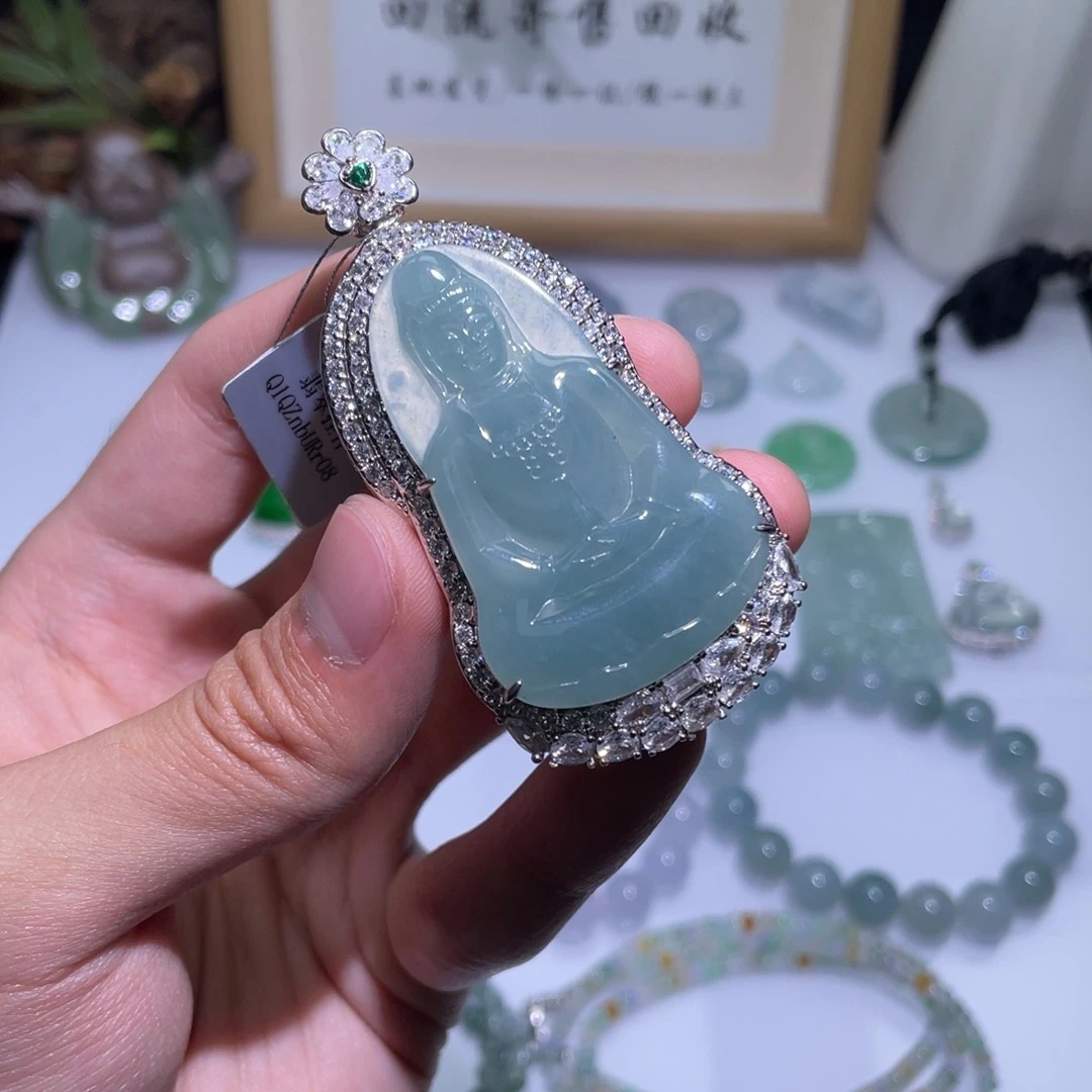 翡翠银S925镶嵌颈饰吊坠4