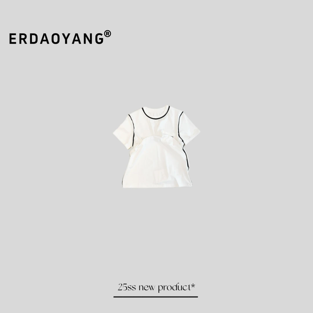 ERDAOYANG "缪斯气场" 早春撞色线条百搭休闲短袖DX1010