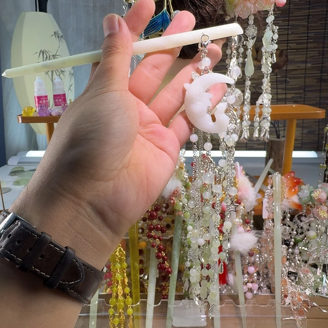 蛇纹石玉合金发饰