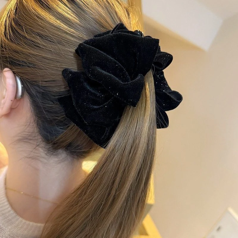韩国东大门新款星空丝绒发夹香蕉夹女气质时尚百搭马尾夹发饰发