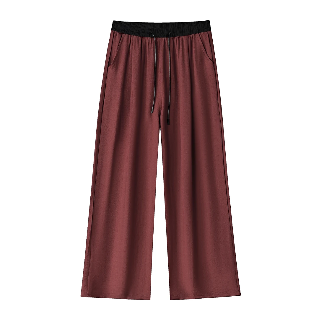 2025新款【专柜品质】亚麻女裤亲肤垂感高腰透气显瘦休闲直筒阔腿裤