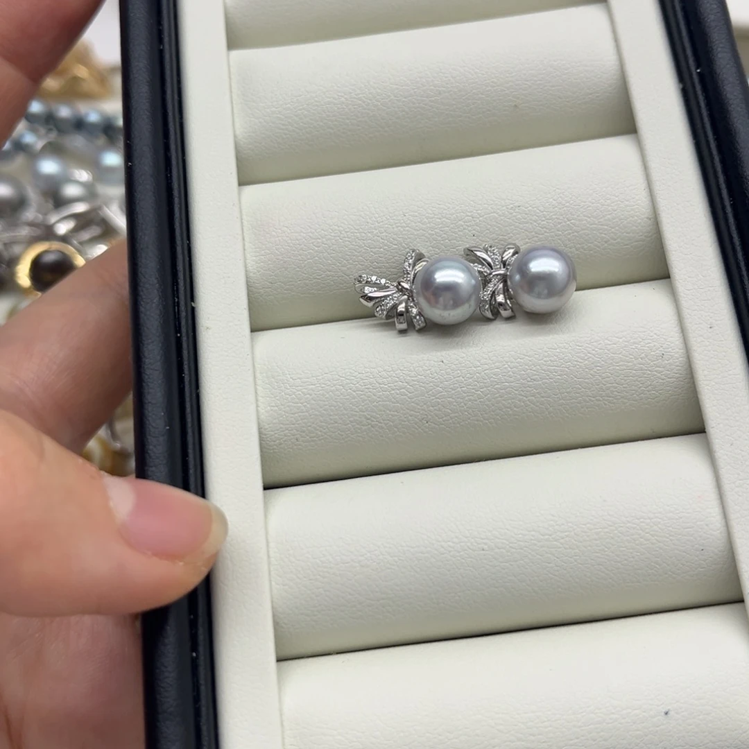 银S925镶嵌海水珍珠耳饰