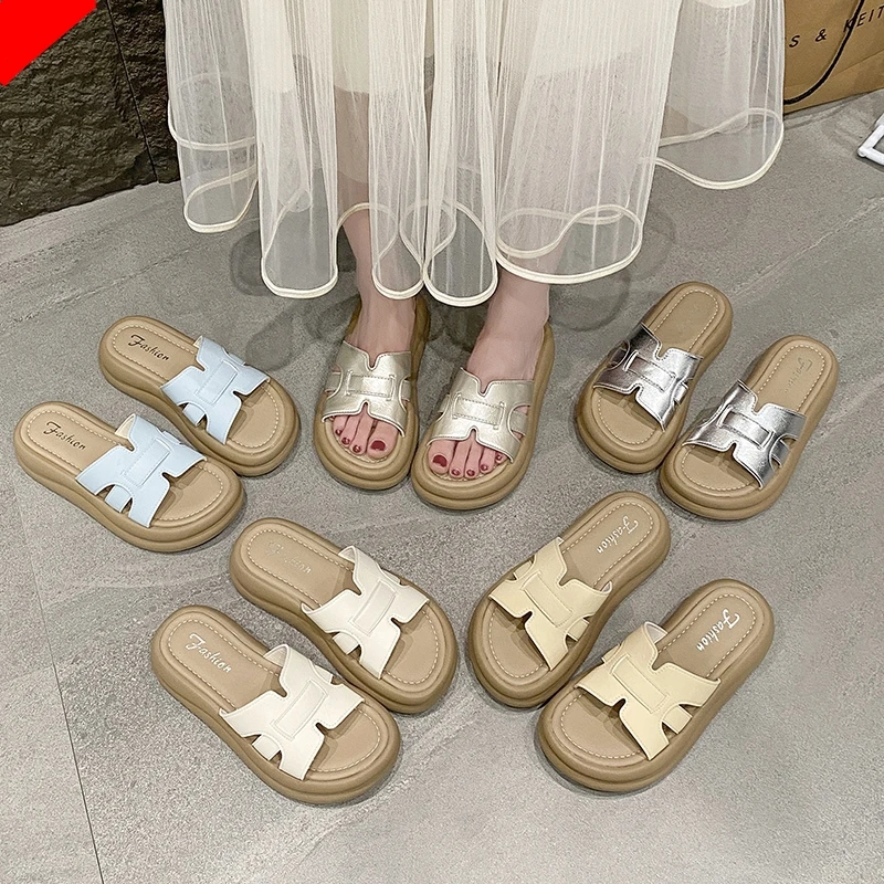 爆款凉鞋女外穿2025夏季新款网红百搭仙女风女士厚底一字凉拖鞋女