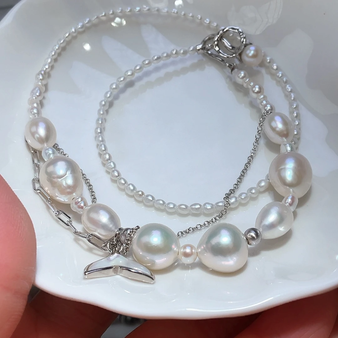 淡水珍珠颈饰银S925镶嵌