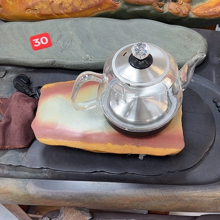 端砚石底座自动上水烧水壶