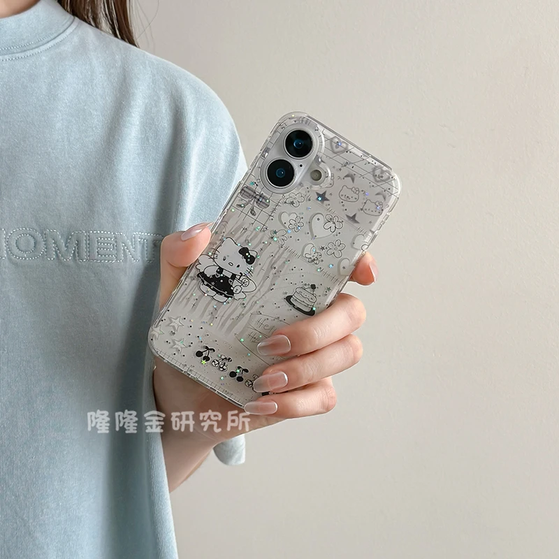隆隆金适用苹果16手机壳可爱甜酷蛋糕KT猫iPhone15pro防摔13/14壳