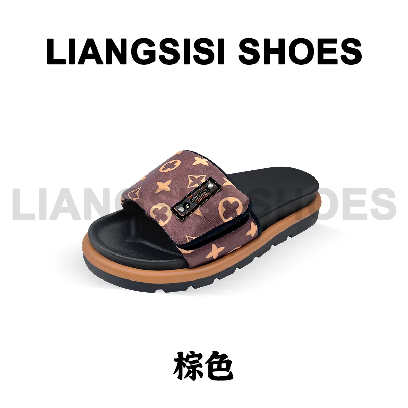 【老花】梁思思SHOE新款时尚平底高级增高老花拖鞋-615