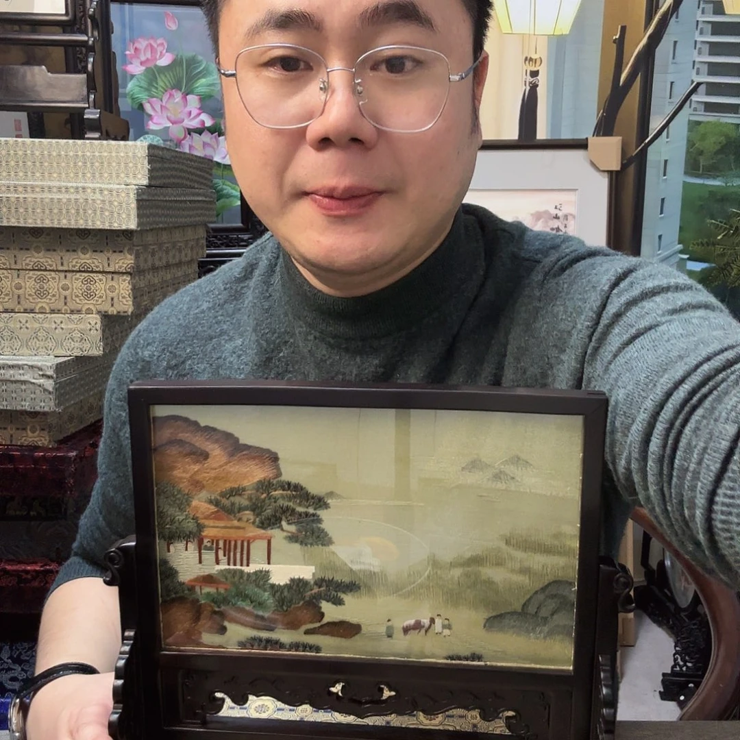 织绣纯手工苏绣古山水