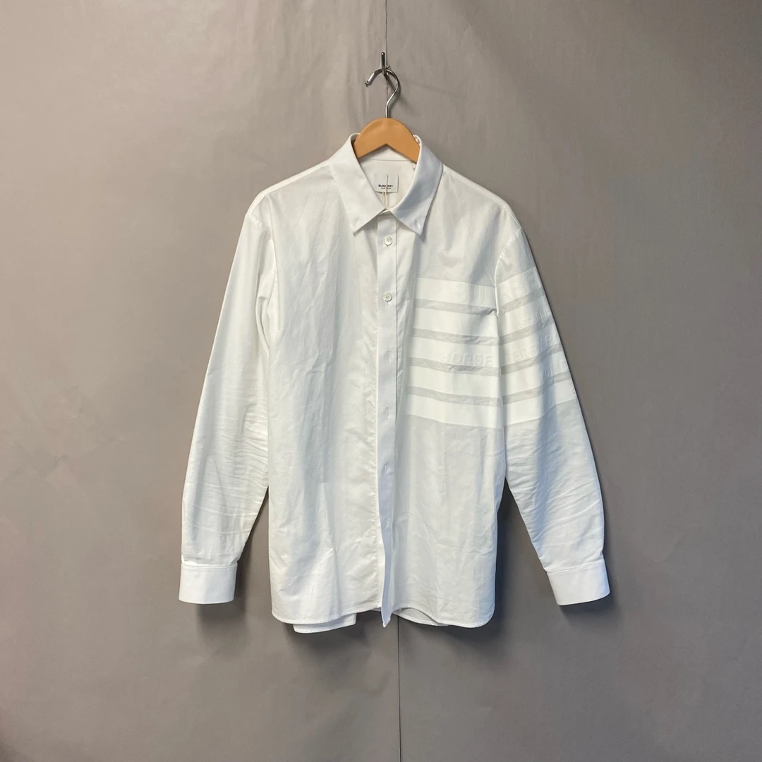 99新 BURBERRY/博柏利 白色logo纯棉衬衫 全新 M码 #3881