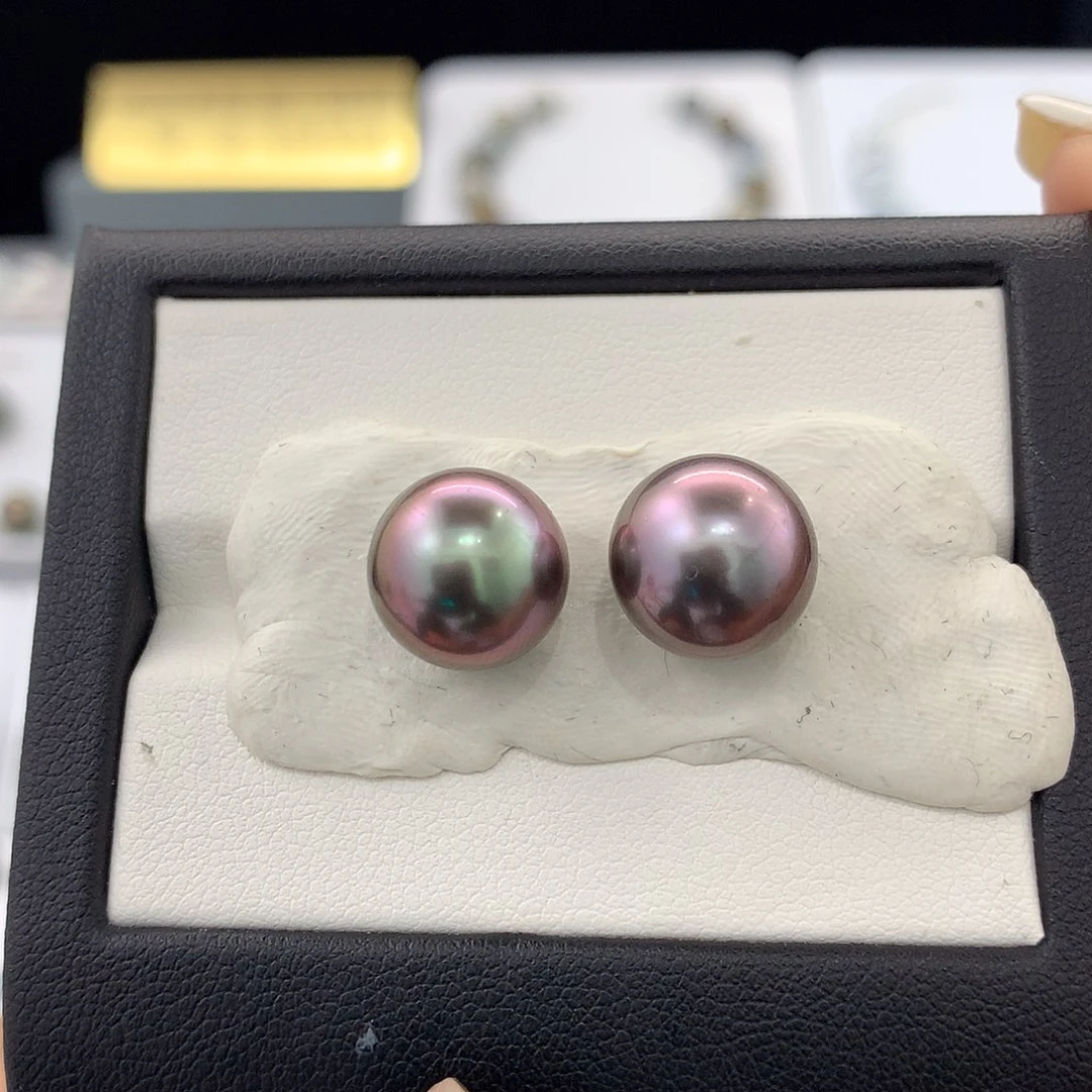 未镶嵌裸珠定制海水珍珠11mm稀有色孔雀紫对珠