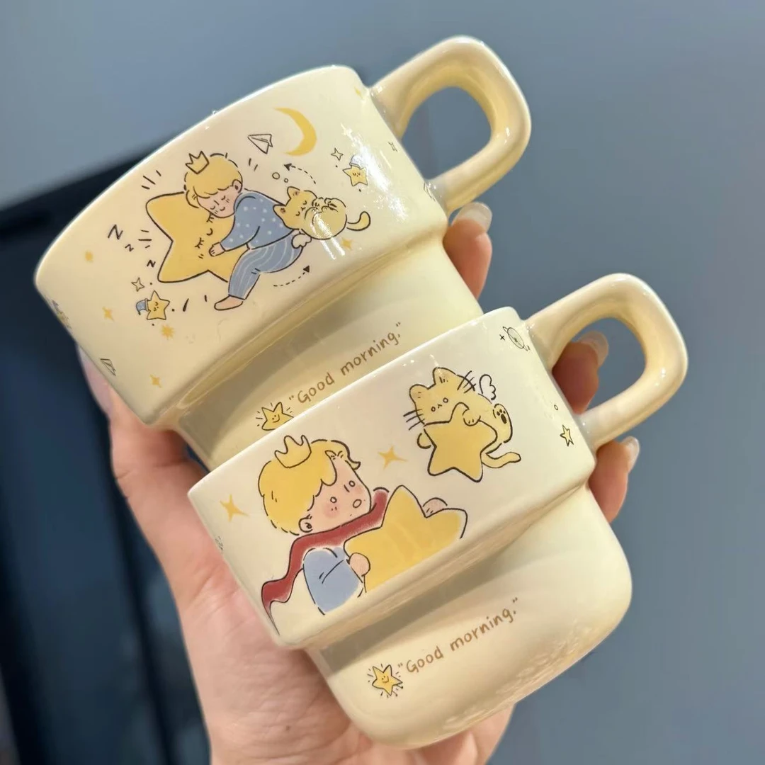 【圆和圈】出口尾单 星星小王子+小猫小王子喝水杯 叠叠杯陶瓷杯