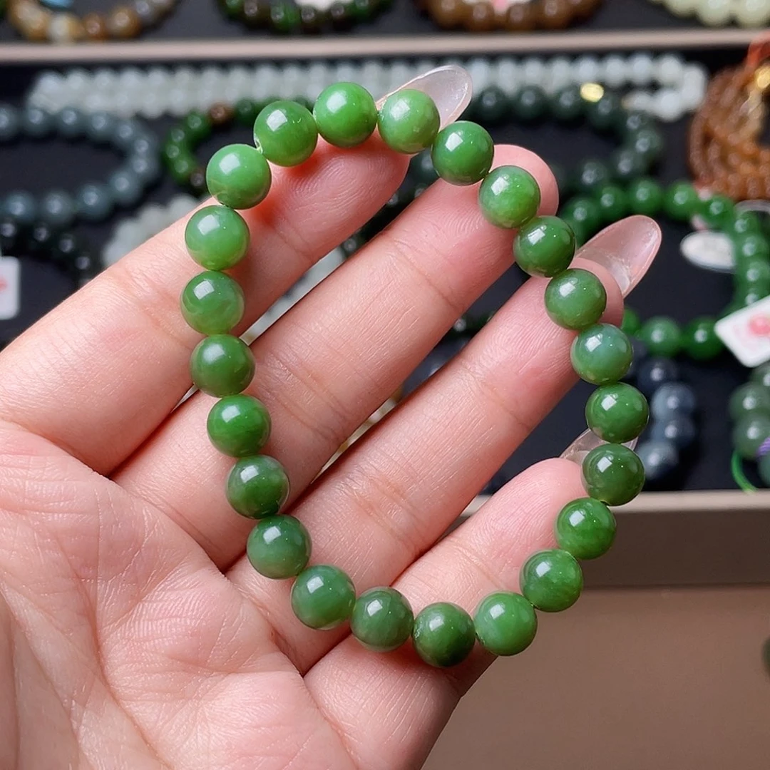 手链未镶嵌和田玉（碧玉）8 粉绿 俄
