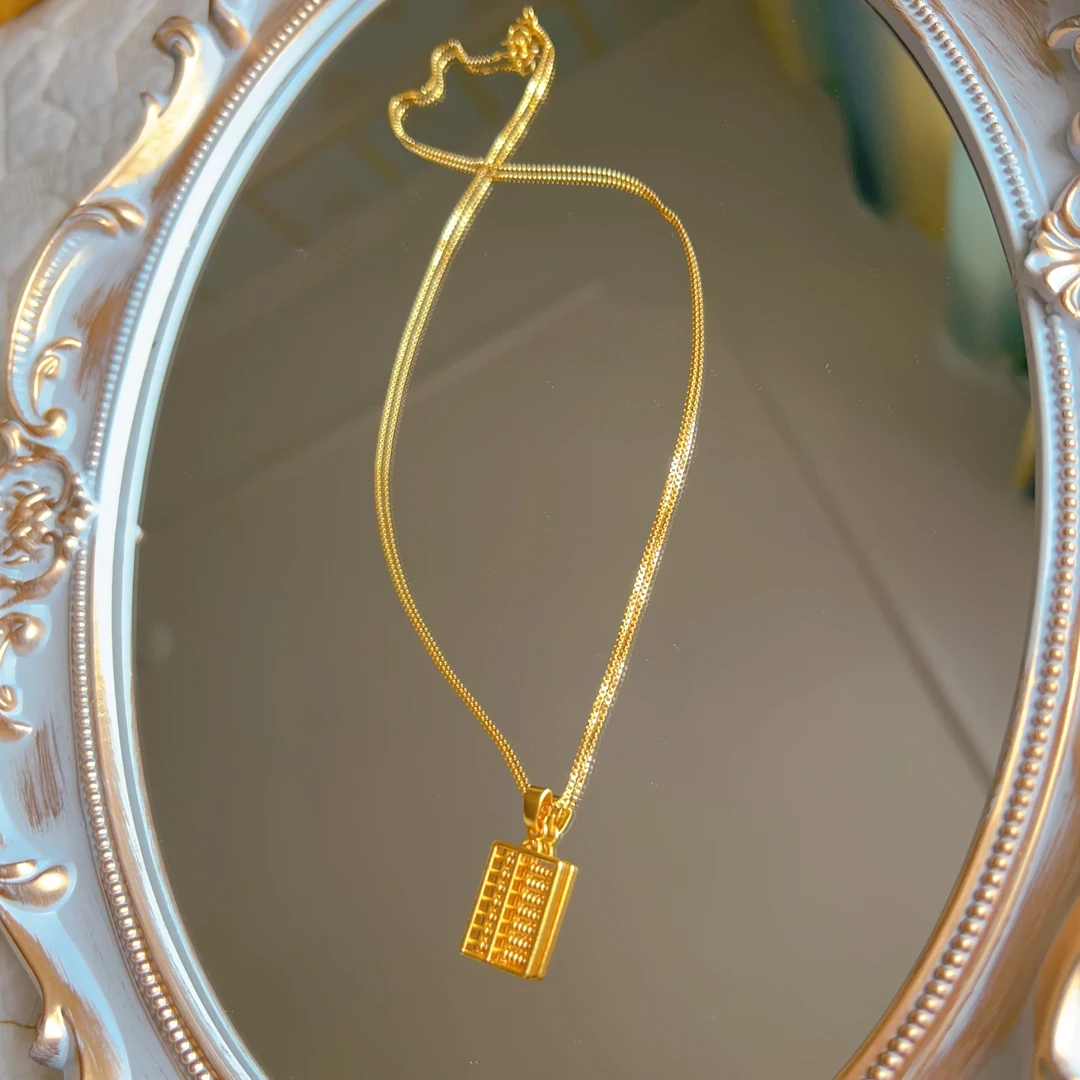 高保色古法钱币算盘吊坠算盘项链