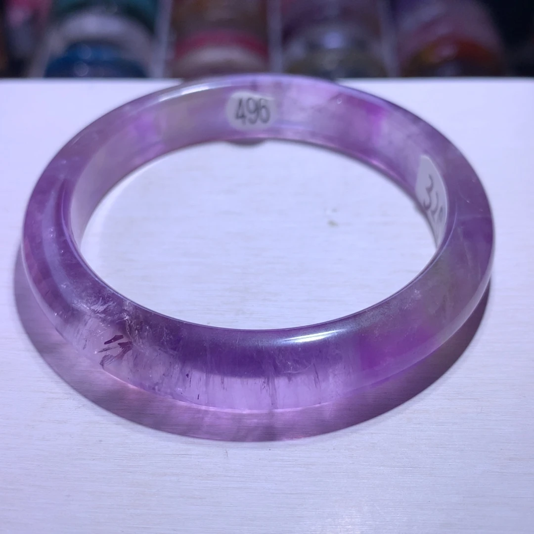 手镯水晶银S925镶嵌紫水60.4圈496