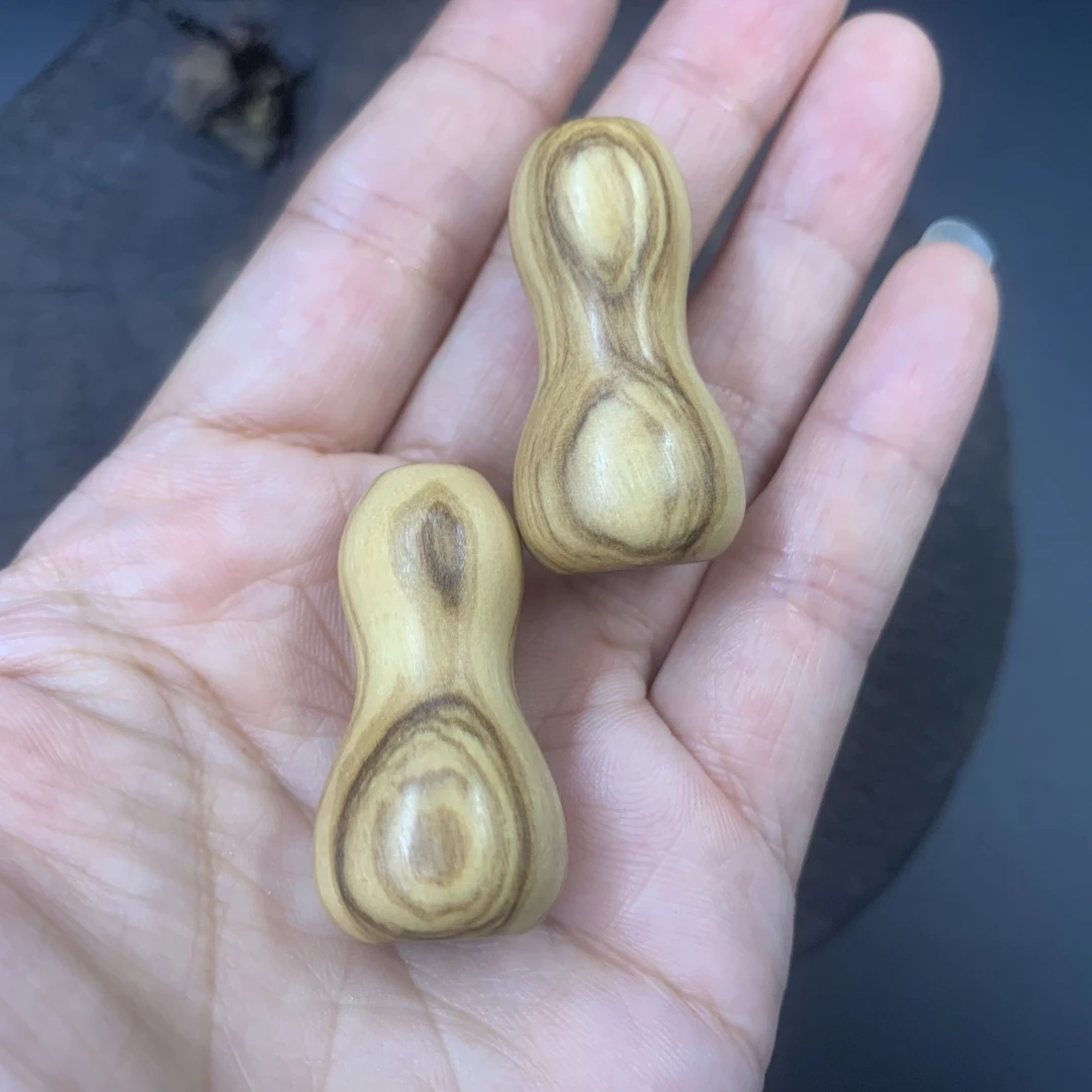 网秋粒手搓 水滴轮橄榄木握丸S/D牌通用常规款 一对 网秋粒diy
