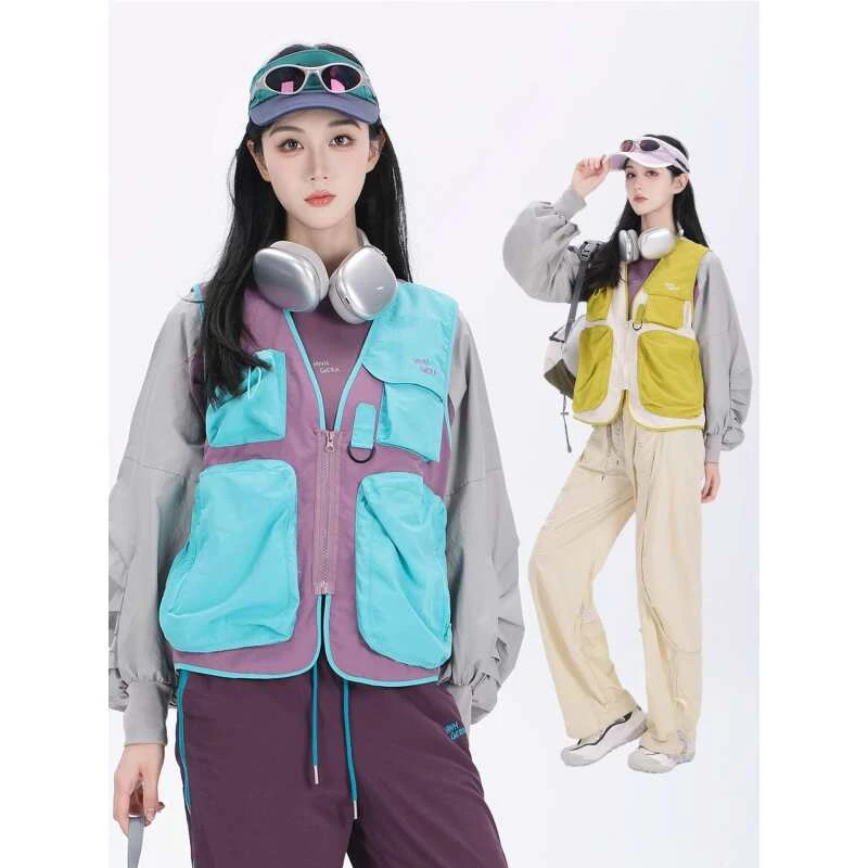 【柒柒专属】AL2677设计师款山系户外工装马甲多口袋撞色马夹潮酷