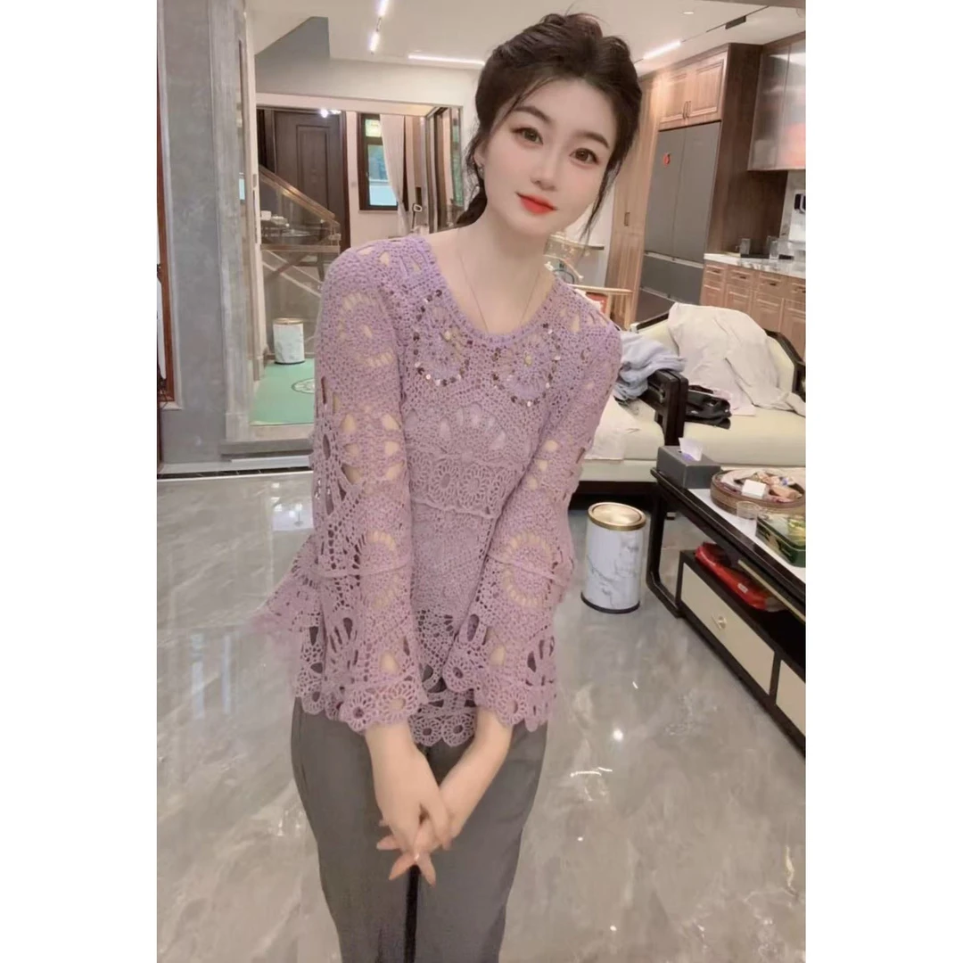 『镂空花影Y』时尚气质百搭时尚套装1518