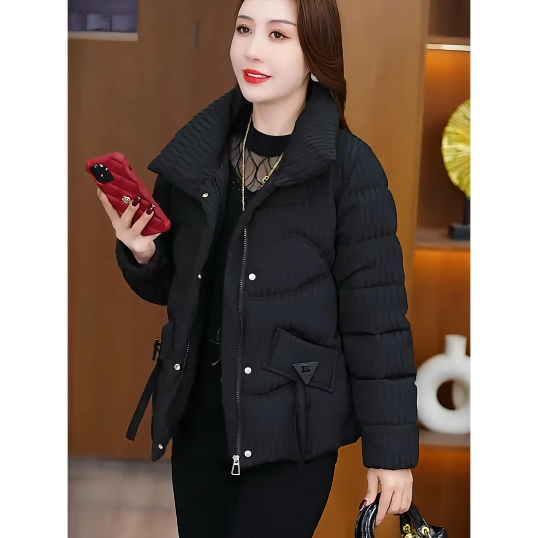 小个子妈妈冬装短款中式风羽绒棉服女冬洋气短款加厚时尚棉袄外套