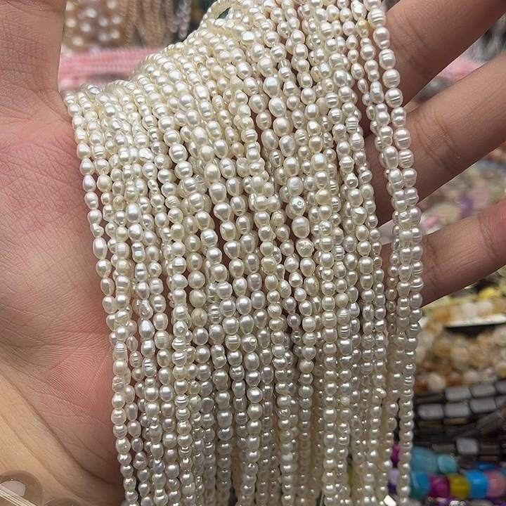 玛瑙/玉髓未镶嵌珠宝半成品一条3mm左右米珠珍珠有螺纹