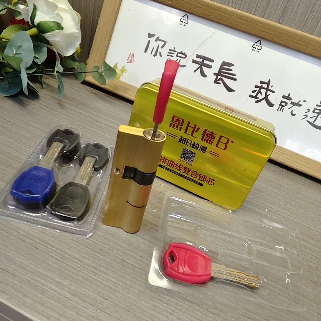 （拍一发五）防盗门超B级锁芯双排弹子曲线超B级防锡纸开启8把钥匙
