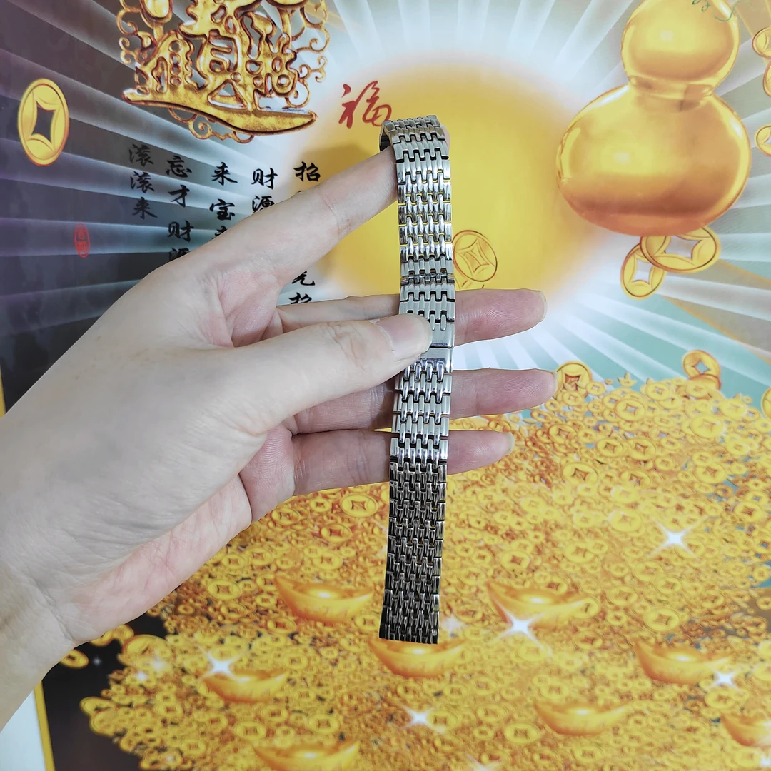 库存表带瑕疵品代用浪的嘉岚实心钢超薄钢手表带适合男女