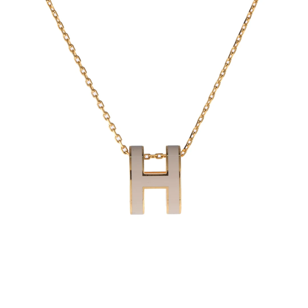 未使用 Hermes/爱马仕 【念念特价】Pop H 项链 小号 金色 奶茶色