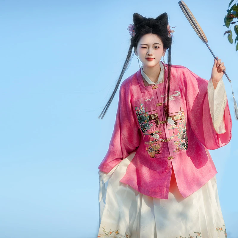 重回汉唐 念念春生 正品原创方领对襟袄马面裙上衣明制汉服女装春