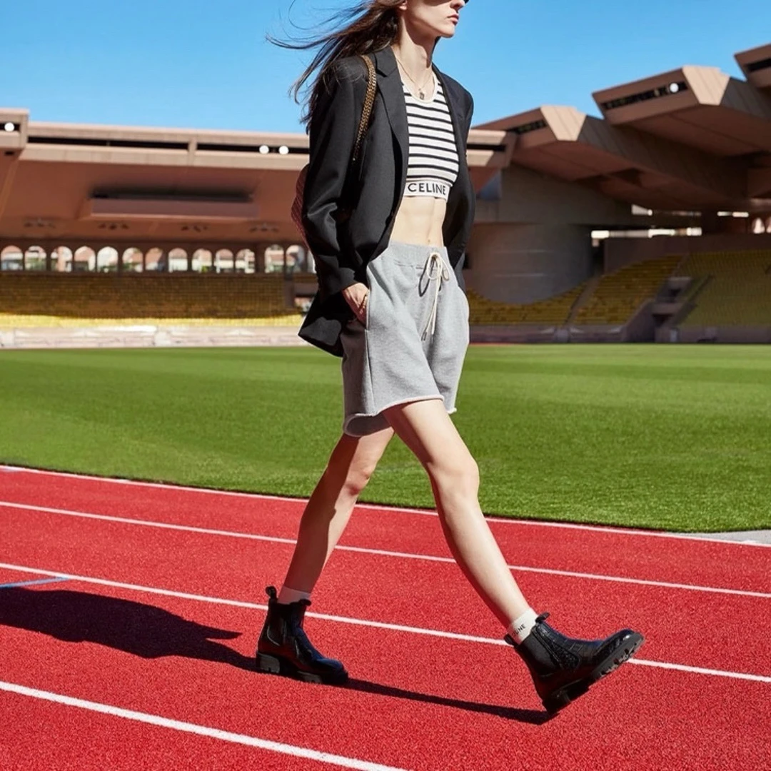 99新 Celine/思琳 5695/米白色Logo针织条纹运动背心/S码