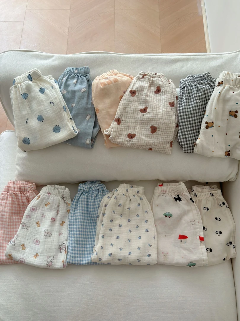 【cici】ins风儿童双层纱布防蚊裤