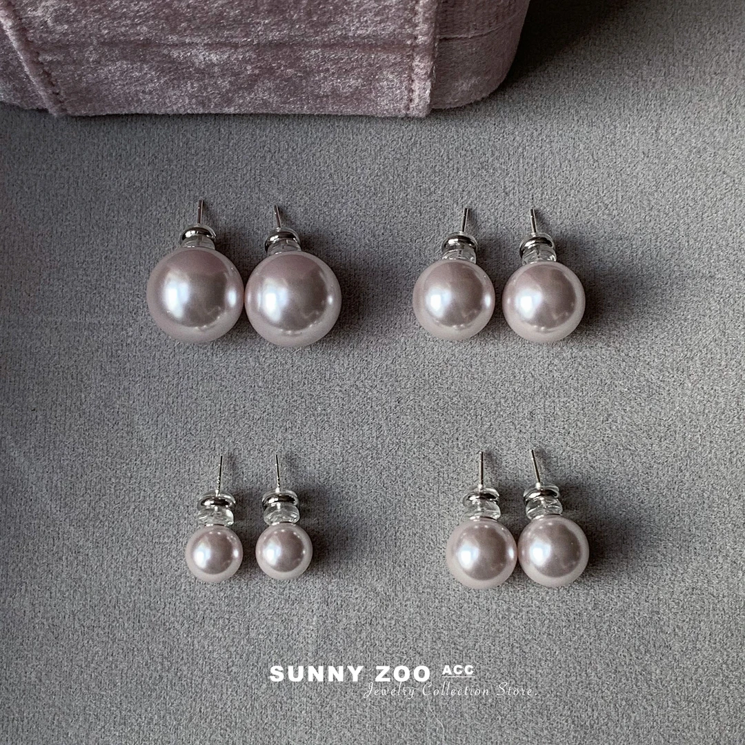 非金属仿珍珠耳饰 曼塔玫瑰 冷调粉紫色耳钉法式温柔精致氛围感