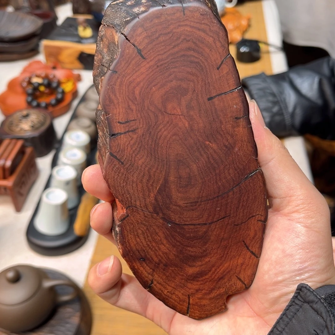 老挝酸枝木随形杯垫壶承