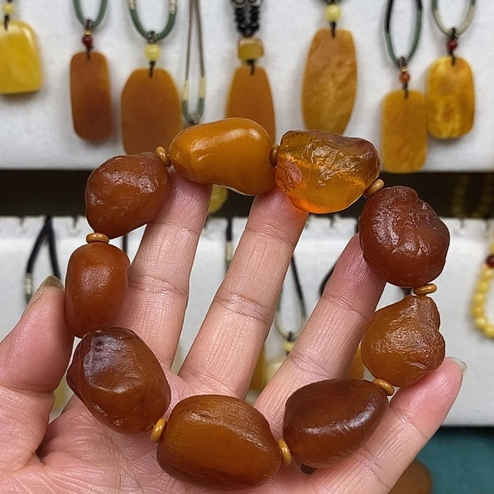 蜜蜡未镶嵌珠宝奇石海漂籽手串