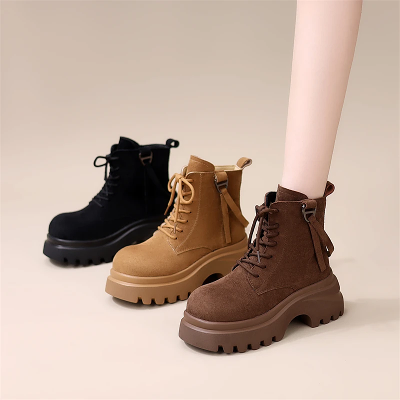 厚底英伦风马丁靴女款2025新款秋冬爆款软底防滑增高加绒短靴复古
