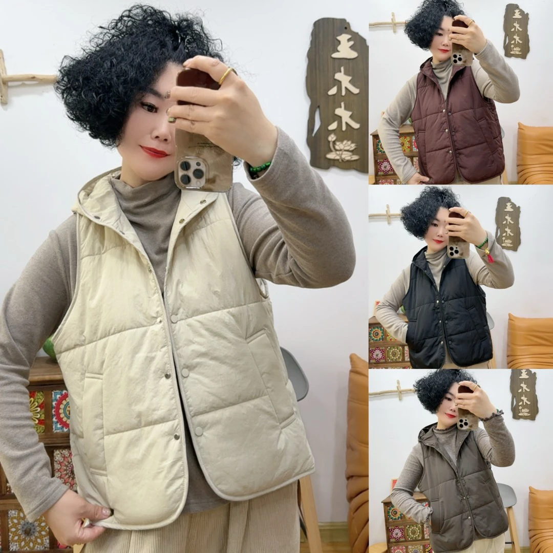 9303#连帽棉马甲「衣长约60cm」