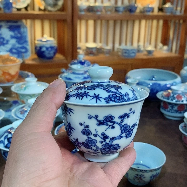 錡镇堂手工手绘盖碗