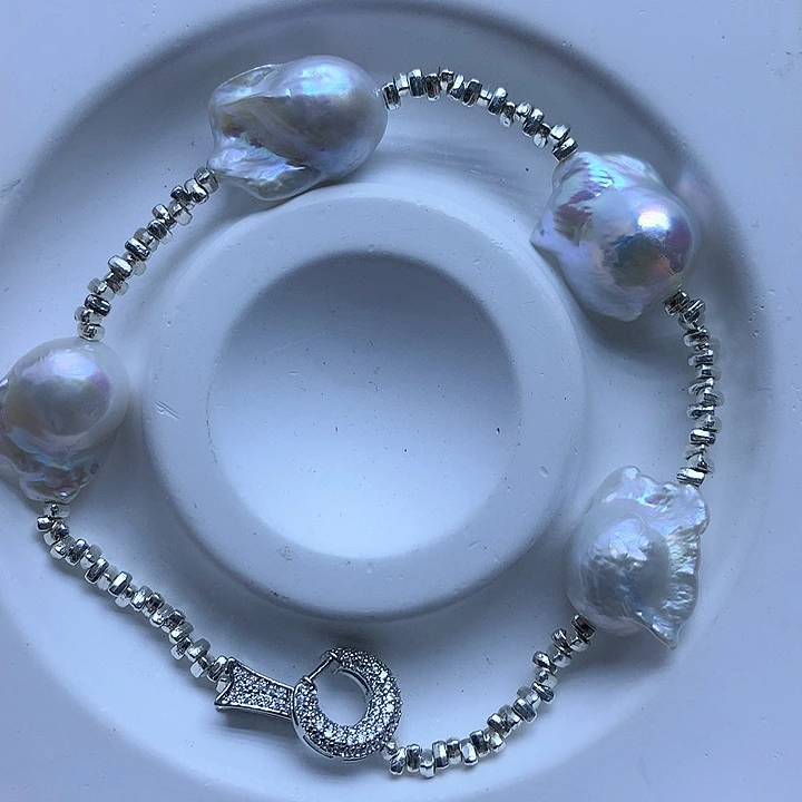 淡水珍珠耳饰银S925镶嵌