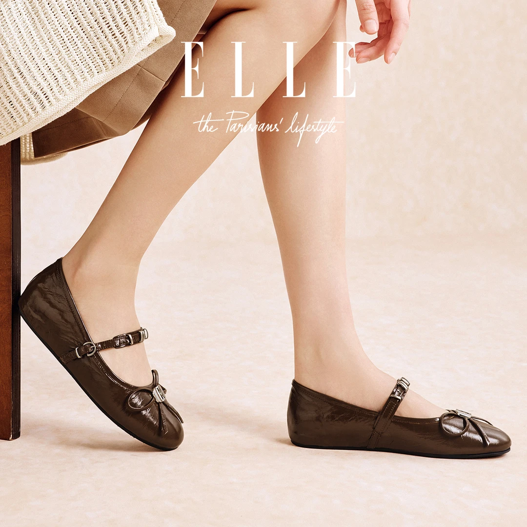 ELLE法式甜美蝴蝶结玛丽珍鞋女2025新款仙女风配裙子浅口平底单鞋