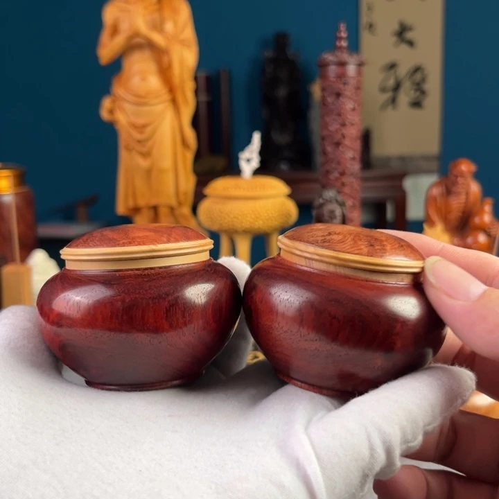 小***子紫檀木类端景台小罐子