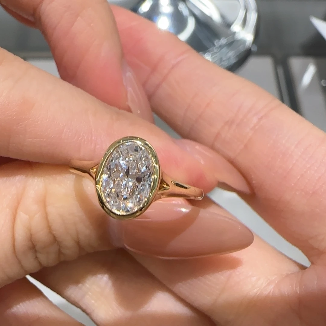 18K金镶嵌实验室培育钻石1卡椭圆12