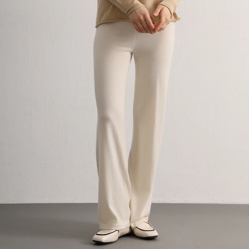 di kangra/德凯佳100支松紧高腰女新款百搭休闲阔腿长裤S23-0943