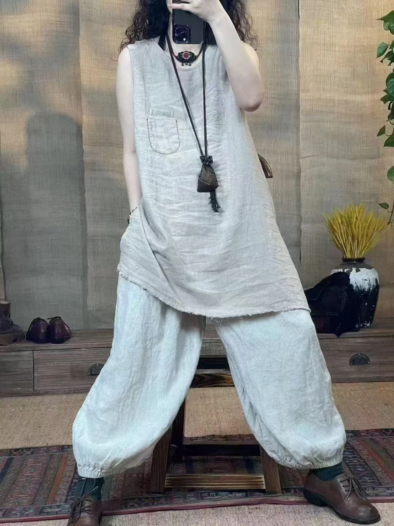 (老钱推荐)飞飞家麻本色亚麻背心